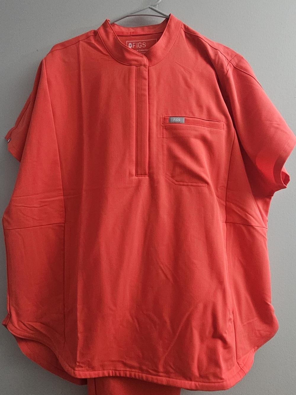 FIGS Coral Orange Technical Scrub Top